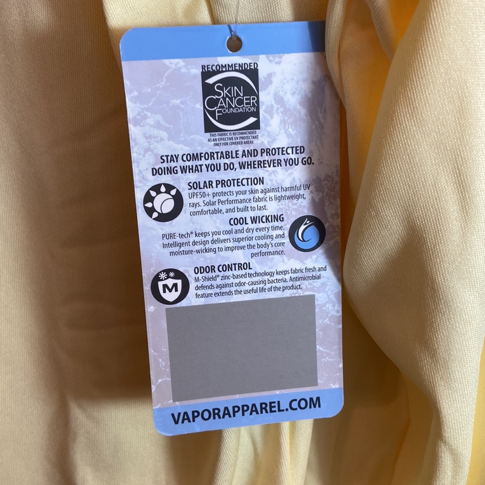 NWT Vapor Apparel ~ Mens Yellow Sun Blocking Shirt - Picture 4 of 7